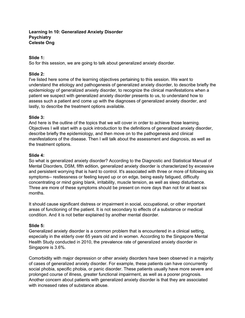 Understanding Generalized Anxiety >> Learning In 10 Generalized Anxiety Disorder Psychiatry Celeste Understanding Generalized Anxiety >> Learning In 10 Generalized Anxiety Disorder Psychiatry Celeste