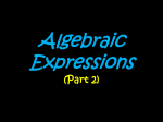 Algebraic expressions (part 2) 2016
