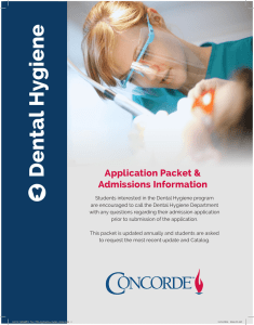 Dental Hygiene Admissions Packet