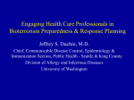 Engaging Health Care Professionals in BT Preparedness and