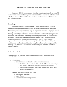 Intermediate Inorganic Chemistry (CHMC39Y)