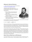 Boltzmann`s Statistical Mechanics Kinetic Theory of Ideal Gases in