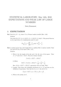 STATISTICAL LABORATORY, May 14th, 2010 EXPECTATIONS