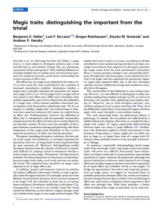 Magic traits - Nosil Lab of Evolutionary Biology