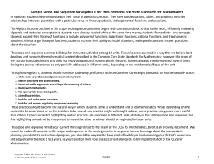 Sample Scope and Sequence for Algebra II for the Common Core