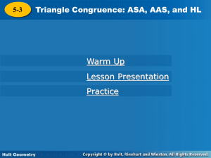 Lesson 5-3:Proving Triangles Congruence
