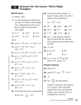 Answers for the lesson “Solve Right Triangles”