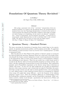 arXiv:quant-ph/0510223v4 1 Jun 2007 Foundations Of Quantum