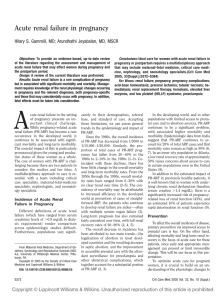 Acute renal failure in pregnancy - Department of Critical Care