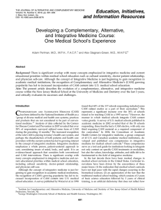 Developing a Complementary, Alternative, and Integrative Medicine