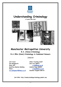 Unit Outline Part 1 - MMU Understanding Criminology / FrontPage