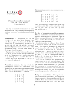 Permutations and determinants Math 130 Linear Algebra