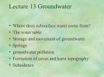 Lecture 13 Groundwater