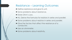 Resistance * Learning Outcomes