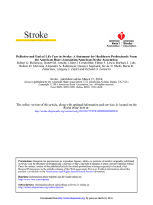 Palliative and End-of-Life Care in Stroke A Statement for Healthcare