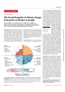 The broad footprint of climate change from genes to biomes to people