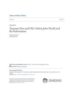 Treasures New and Old: Oxford, John Wyclif, and the Reformation