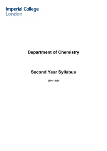 Department of Chemistry Second Year Syllabus