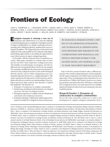 Frontiers of Ecology - Integrative Biology