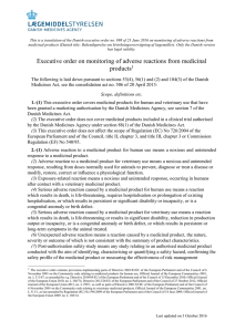 Executive order on monitoring of adverse reactions from medicinal