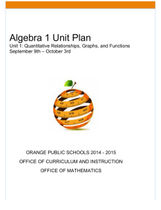 Algebra 1 Unit Plan - Orange Public Schools