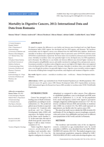 Mortality in Digestive Cancers, 2012: International Data and Data