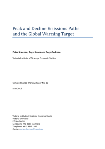 Peak and Decline Emissions Paths and the Global Warming Target