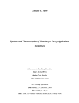 Syntheses and Characterization of Materials for Energy Applications