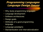 Programming Languages Language Design Issues