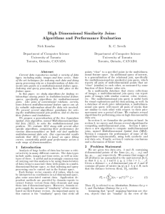 High Dimensional Similarity Joins: Algorithms and Performance