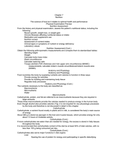 Chapter 7 Nutrition The science of food as it relates to optimal health