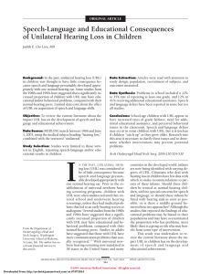Journal Article-Consequences of Unilateral Hearing Loss