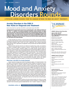 Anxiety Disorders in the DSM-5 - Mood and Anxiety Disorders Rounds