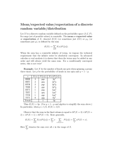 Mean/expected value/expectation of a discrete random variable