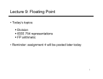 Lecture 9: Floating Point
