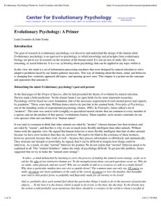 Evolutionary Psychology Primer by Leda Cosmides and John Tooby