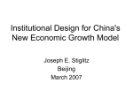 Insitutional Design for China`s New Economic Growth Model