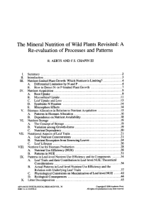 The Mineral Nutrition of Wild Plants Revisited: A Re