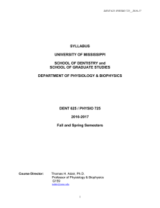physiology 625 - University of Mississippi Medical Center
