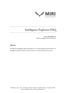 Intelligence Explosion FAQ - Machine Intelligence Research Institute