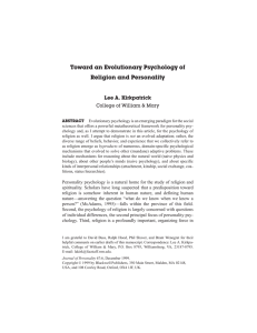Toward an Evolutionary Psychology of Religion and