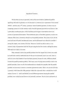 1 Hyperbolic Geometry The fact that an essay on geometry such as