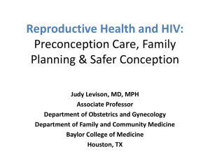 Preconception Care for HIV Infected Women, Men, and