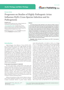 Progresses on Studies of Highly Pathogenic Avian Influenza H5N1