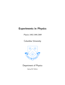Experiments in Physics - Columbia Physics