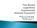 Test Review Logarithms Exponentials Rational Exponents