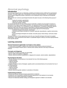 Abnormal psychology Learning Outcomes