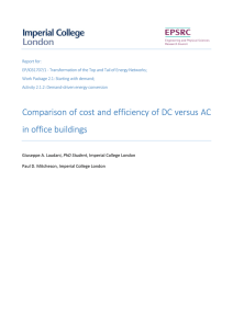 Comparison of cost and efficiency of DC versus AC in