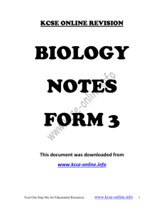 KCSE ONLINE REVISION BIOLOGY NOTES FORM 3 This