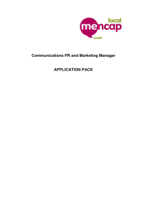 Communications PR and Marketing Manager APPLICATION PACK